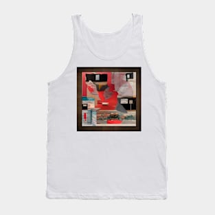 Abstract Collage in Red and Black Tank Top